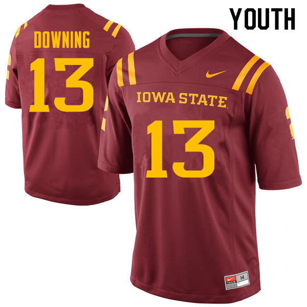 Youth #13 Colin Downing Iowa State Cyclones College Football Jerseys Sale-Cardinal